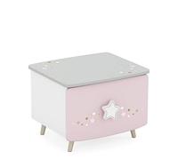 Table de Nuit Enfant Rose Pâle avec Poignée Etoile à Paillettes - Peinture Non Toxique - Petite Table de Chevet (34 cm de Haut) Qui s’Intègre à Notre Collection Meubles de Chambre d’Enfant