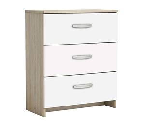 DEMEYERE Watson 1 Commode, 29,4 x 71,7 x 60,5 cm, Blanc, chêne, mélaminé