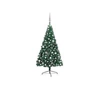 Demi-arbre de Noël Artificiel Pré-éclairé et Boules Sapin Vert 180 cm vidaXL
