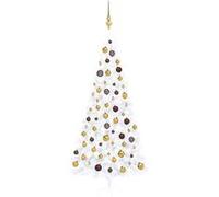 vidaXL Demi-arbre de Noël artificiel pré-éclairé et boules blanc 240cm