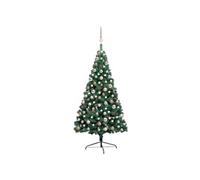 Demi-arbre de Noël Artificiel Pré-éclairé et Boules Sapin Vert 210 cm vidaXL