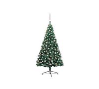 vidaXL Demi-arbre de Noël artificiel pré-éclairé avec boules, vert 210 cm