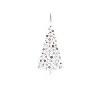vidaXL Demi-arbre de Noël artificiel pré-éclairé et boules blanc 150cm