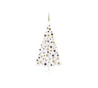 vidaXL Demi-arbre de Noël artificiel pré-éclairé et boules blanc 150cm