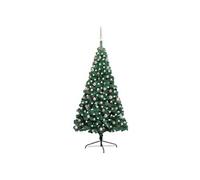 Demi-arbre de Noël Artificiel Pré-éclairé et Boules, Sapin de Noël avec LED, Décoration de Vacances, Ornement de Fête Intérieur Extérieur, Vert 210