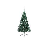 Demi-arbre de Noël Artificiel Pré-éclairé et Boules, Sapin de Noël avec LED, Décoration de Vacances, Ornement de Fête Intérieur Extérieur, Vert 180