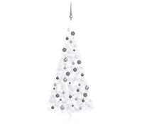 Demi-arbre de Noël Artificiel Pré-éclairé et Boules Sapin Vert 180 cm vidaXL