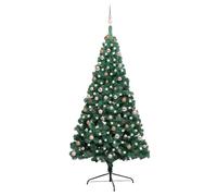 Demi-arbre de Noël Artificiel Pré-éclairé et Boules Sapin Vert 210 cm vidaXL