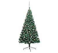 Demi-arbre de Noël Artificiel Pré-éclairé et Boules Sapin Vert 210 cm vidaXL