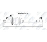 Demi-arbre Essieu avant gauche NPW-CH-018 NTY pour JEEP CHEROKEE