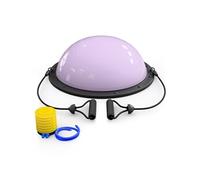 Hop-Sport Demi Ballon d'Équilibre 57,5 x 22 cm avec Bandes de Résistance et Pompe, Planche d’Équilibre pour Yoga, Pilates, Max. 200 kg, Violet clair Violet clair G