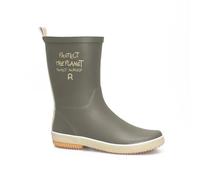 Rouchette Demi-Botte Femme PROTECT THE PLANET - Kaki - Taille 37 - Caoutchouc Naturel - Coton BIO - Confort et Adhérence - Usage Jardin et Balade