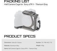 Demi-Cage Pour Appareil Photo A7R V Avec Micro Hdmi, Serre-Câble Usb-C - Gris Titane Ta-T46-Hcc-Tg[Z1688]