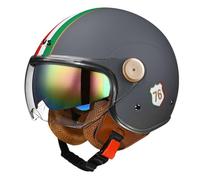 Demi-Casque 3/4 Adulte Homme et Femme Double Miroir Moto Scooter Demi-Casques Léger Sécurité Anti-Collision 4 Saisons ABS Solide et Durable Gris M