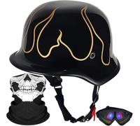 Demi-Casque De Moto Allemand Vintage, Casque Ouvert Tête De Mort Approuvé Dot/Ece, Hommes Femmes Portable Rétro Casque De Moto pour Course Cyclomoteur Vélo Scooter, E, XXL(63~64cm)