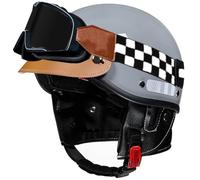 Demi Casque De Moto avec Lunettes Casques de Moto Jet Casques Mobylette Rétro Homologué ECE, Casques Bol Homme Femme Scooter électrique Demi Casque, pour Vélos Scooter Chopper 7,One Size=58-62cm