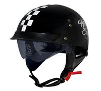 Demi Casque De Moto Casque Jet Rétro avec Visière Moto Casques Vintage À Face Ouverte pour Homme Et Femme Homologué DOTECE Casques Bol Moto pour Vélos Motos Scooter 11,XXL:63-64CM