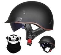 Demi Casque De Moto, Casque Jet Rétro, Casque Bol Moto Homologué ECE, Casques Vintage à Face Ouverte, avec Pare-Soleil et Doublure Intérieure Amovible, pour Vélos Motos Scooter