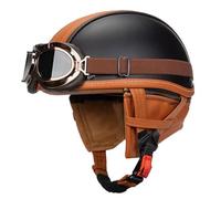 Demi Casque De Moto, Casque Jet Rétro Unisexe Casque Mobylette Homologué ECE, Casques Vintage à Face Ouverte avec Lunettes Casques Bol Homme pour Vélos Motos Scooter 6,XL=59-60cm