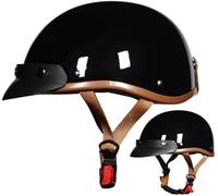 Demi-Casque De Moto, Casque Moto Rétro, Casque Jet Dot/ECE Homologué, Casque Moto Cyclomoteur avec Visière, Casque De Moto Hommes Et Femmes, pour Moto Et Scooter, M~XXL 2,L