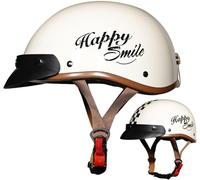 Demi-Casque De Moto, Casque Moto Rétro, Casque Jet Dot/ECE Homologué, Casque Moto Cyclomoteur avec Visière, Casque De Moto Hommes Et Femmes, pour Moto Et Scooter, M~XXL 5,L