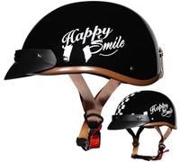 Demi-Casque De Moto, Casque Moto Rétro, Casque Jet Dot/ECE Homologué, Casque Moto Cyclomoteur avec Visière, Casque De Moto Hommes Et Femmes, pour Moto Et Scooter, M~XXL 6,L