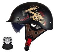 Demi-Casque De Moto, Casques Vintage À Face Ouverte, Casque Ecehomologué, Casque De Moto Hommes Et Femmes, Cruiser Scooter Pilote Casque H,2XL (63-64)