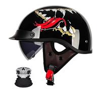 Demi-Casque De Moto, Casques Vintage À Face Ouverte, Casque Ecehomologué, Casque De Moto Hommes Et Femmes, Cruiser Scooter Pilote Casque O,L (59-60)
