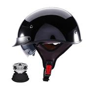 Demi-Casque De Moto, Casques Vintage À Face Ouverte, Casque Ecehomologué, Casque De Moto Hommes Et Femmes, Cruiser Scooter Pilote Casque Q,2XL (63-64)