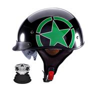Demi-Casque De Moto, Casques Vintage À Face Ouverte, Casque Ecehomologué, Casque De Moto Hommes Et Femmes, Cruiser Scooter Pilote Casque C,M (57-58)