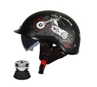 Demi-Casque De Moto, Casques Vintage À Face Ouverte, Casque Ecehomologué, Casque De Moto Hommes Et Femmes, Cruiser Scooter Pilote Casque G,M (57-58)