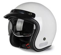 Demi Casque De Moto, Casques Vintage ECE Homologué à Face Ouverte à L'Allemande Demi Casque De Moto avec VisièRe, RéTro Demi Casque Moto VéLo Scooter White,M:57-58CM