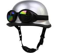 Demi-Casque De Moto De Style Allemand, Casque De Jet De Moto Rétro Approuvé Dot/Ece Casque Ouvert pour Hommes Et Femmes Vintage Skull Cap Half Shell Helmet pour Cruiser Scooter, E, S=55~56cm