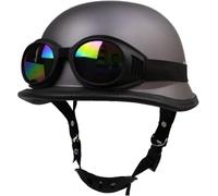 Demi-Casque De Moto De Style Allemand, Casque De Jet De Moto Rétro Approuvé Dot/Ece Casque Ouvert pour Hommes Et Femmes Vintage Skull Cap Half Shell Helmet pour Cruiser Scooter, D, M=57-58cm