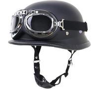 Demi-Casque De Moto De Style Allemand, Casque De Jet De Moto Rétro Approuvé Dot/Ece Casque Ouvert pour Hommes Et Femmes Vintage Skull Cap Half Shell Helmet pour Cruiser Scooter, B, XL=61~62cm