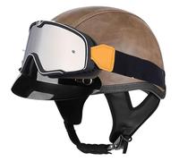 Demi-Casque De Moto D'éTé, Casque De Moto Approuvé ECE, Casques Vintage à Face Ouverte, avec Pare-Soleil Et Doublure IntéRieure Amovible, pour Homme Et Femme E, L(58-59cm)