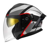 Demi Casque de Moto Jet Casques Bols Ouvert Vintage ECEDOT Homologué Casque Scooter Portable avec Double Visière pour Adultes Hommes Femmes Durable Et Résistant À l'usure B,M:57-58CM