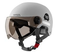 Demi-Casque de Moto rétro avec visière - Style Casquette Ouverte Vintage for vélo électrique de Rue, Scooter, vélo(Gris)