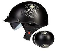 Demi-Casque de Moto, Rétro Harley Casque Face Ouverte, Vintage Casque Mobylette Bols avec Visière, Casque pour Adulte Hommes Femmes Scooter Locomotive, ECE Homologué