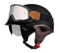 Demi Casque De Moto Style Vintage Casques Jet Ouvert Rétro avec Visière and Lunettes Casque Bols Portable ECEDOT Homologué pour Adultes Unisexe Boucle À Dégagement Rapide K,XL:61-62CM