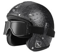 Demi Casque de Moto Vintage, Casque de Moto Jet Unisexe Casques de Cyclomoteur Homologué ECE Casques de Moto Ouverte avec Lunettes Homme Casques Bol Casque Scooter 6,XL=61-62cm