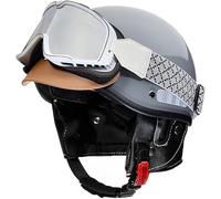 Demi-Casque De Moto Vintage Casque Ouvert, Casque Demi-Visage Rétro Approuvé Ece Adultes Hommes Femmes pour Jet Mobylette Vélo Chopper Scooter Casque, Doublure à Double Usage, I