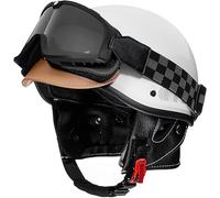 Demi-Casque De Moto Vintage Casque Ouvert, Casque Demi-Visage Rétro Approuvé Ece Adultes Hommes Femmes pour Jet Mobylette Vélo Chopper Scooter Casque, Doublure à Double Usage, H