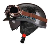 Demi-Casque De Moto Vintage Style Casques Bols Rétro avec Visière Casques De Scooter ECEDOT Homologué Casque Jet Ouvert Moto pour Adultes Hommes Femmes Doublure Amovible Z-6,XL:61-62CM