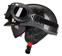 Demi Casque De Style Rétro Casque Jet Ouvert Moto avec Lunettes Casques Bols ECEDOT Homologué Doublure Amovible avec Visière pour Hommes Femmes Confortable Et Respirant Z-6,XL:61-62CM