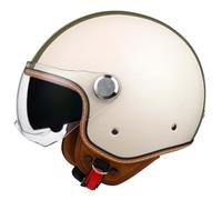 Demi-Casque en Cuir Vintage, Casque de Moto Ouvert avec Double visière, Doublure Amovible, Protection auditive, Casque de Moto certifié ECE, Casque de Scooter pour Hommes et Femmes 3,M54-57CM
