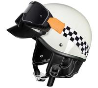 Demi-Casque Moto Allemand Vintage, Casque Moto pour Scooter Et Cyclomoteur, Casques Vintage à Face Ouverte HomologuéS Dot/ECE, pour Hommes Et Femmes D01, L:59-60cm