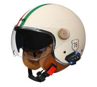 Demi Casque Moto Bluetooth Vintage Casque Jet Ouvert ECEDOT Homologué Casques Bols 3/4 Portable avec Double Visière avec Doublure Amovible pour Adultes Hommes Femmes L,M:57-58CM