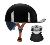 Demi Casque Moto Casquette De Baseball avec Masque ECE Certified Casques Ouverts avec Lentilles RéTractables Couleur Thé Boucle à LibéRation Rapide Unisexe S-2XL 55-64 CM