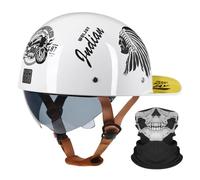Demi Casque Moto Casquette De Baseball avec Masque ECE Certified Casques Ouverts avec Lentilles RéTractables Couleur Thé Boucle à LibéRation Rapide Unisexe S-2XL 55-64 CM